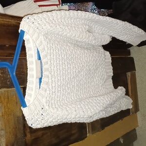 Womens White Crochet Sweater